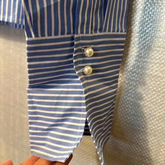 J crew Slight Cropped garçon shirt with pearl buttons in stripe Size 6 - Picture 9 of 15